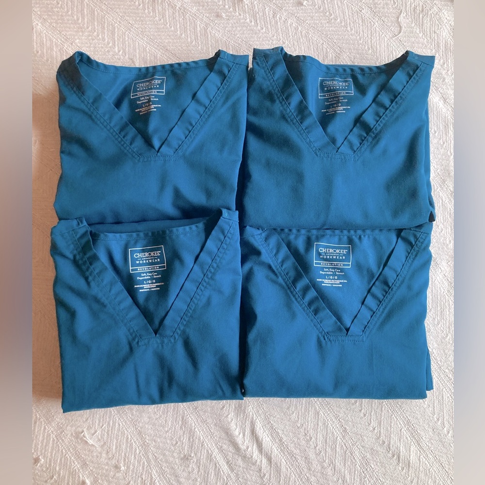 (4) Cherokee Workwear Revolution Scrub Tops